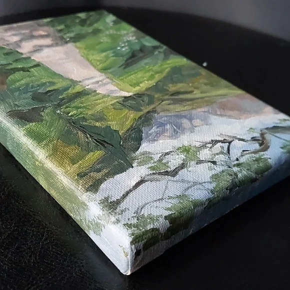 Mountain spring, Original Landscape Painting, 5x7 Mini Art - Picture 4 of 14